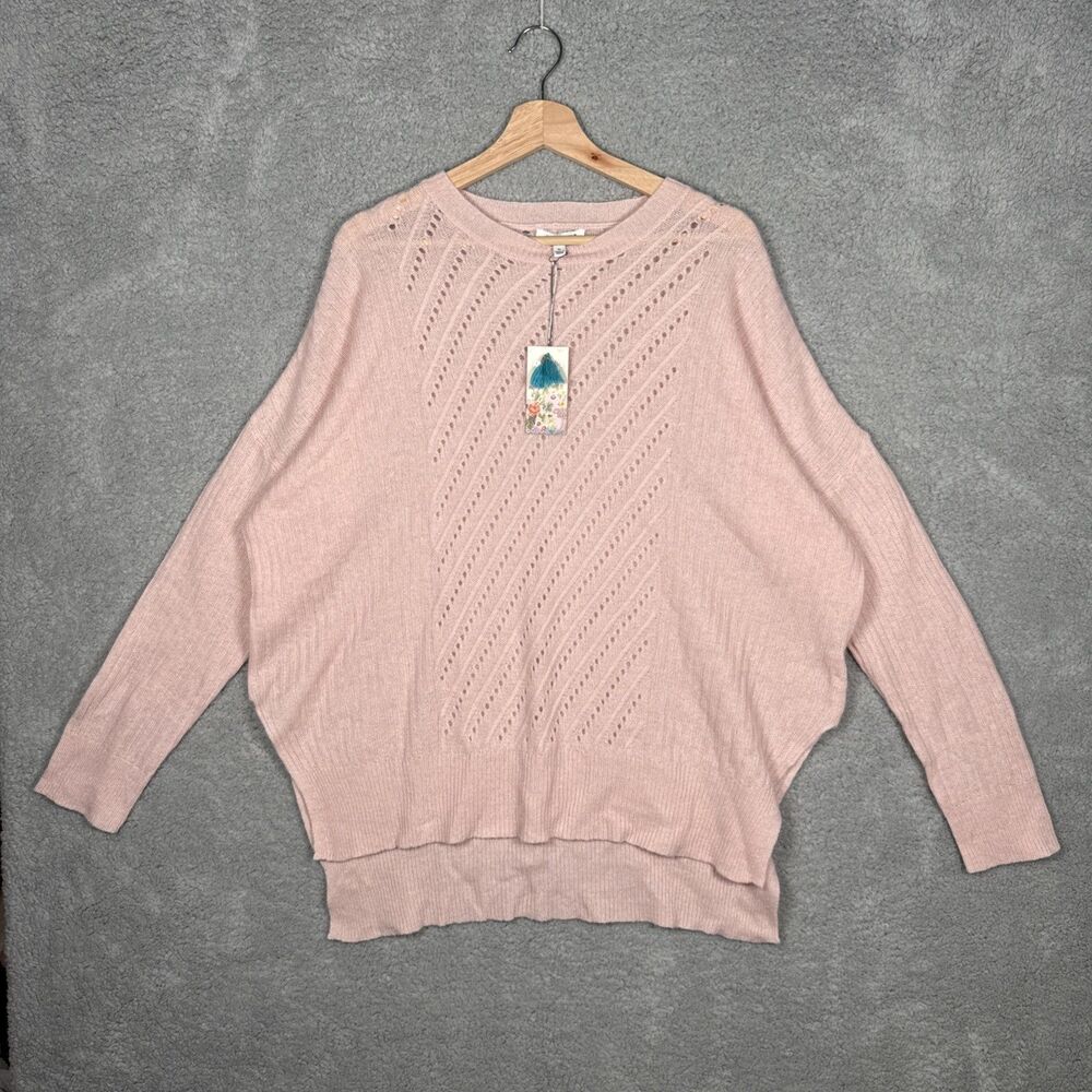 Johnny Was Etta Side Slit Pullover Cashmere Linen Blend XL NWT